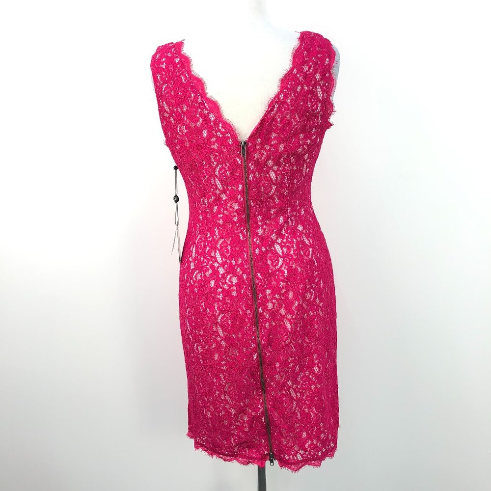 NWT Adrianna Papell Hot Pink Floral Lace Dress - Picture 3 of 10